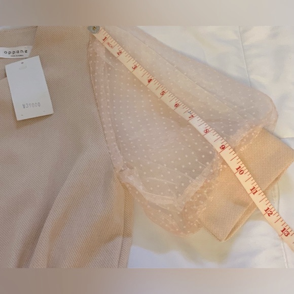 Oppane Peplum Top with Flocked Organza Puff Sleeves - Picture 9 of 12